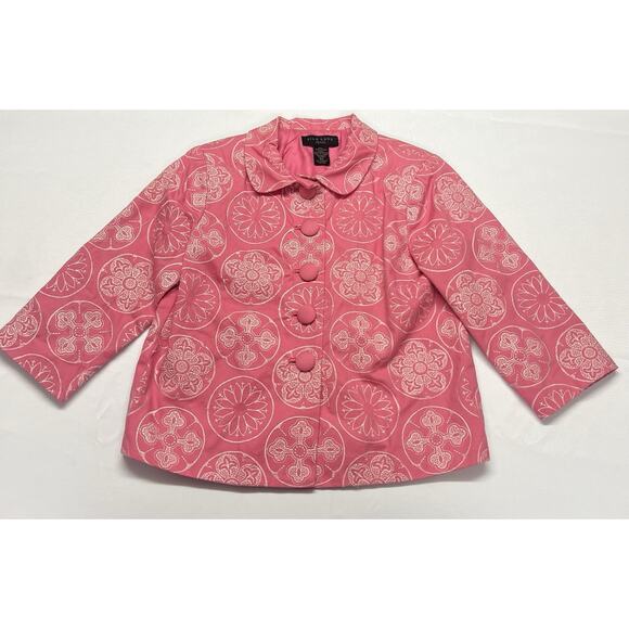 Silkland Petite Jacket Womens Sz PS Pink Covered Buttons Cropped Barbiecore Mod - Picture 1 of 10